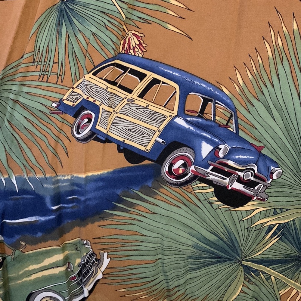 Hawaiian Woody Wagon Car Short Sleeve Top by Diamond Head Sportswear Mens Large